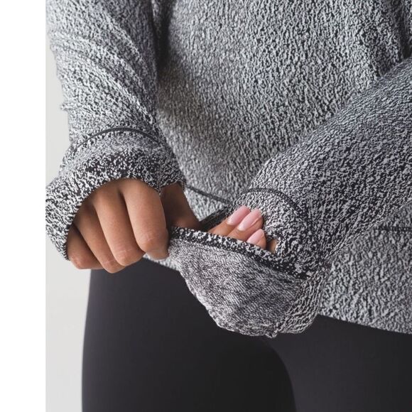 Lululemon Rush Hour Long Sleeve Running Luon Spray Jacquard White Black - Picture 3 of 8